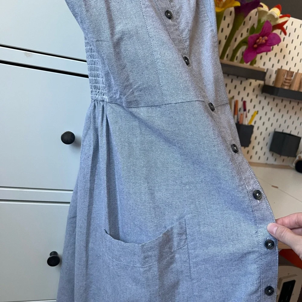 Abercrombie Gray Chambray Button-Down Dress - Picture 2 of 10